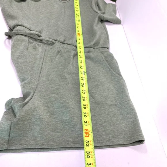 XL SERRA Romper buttery soft one piece green short-sleeve/pockets casual/lounge - Picture 14 of 14